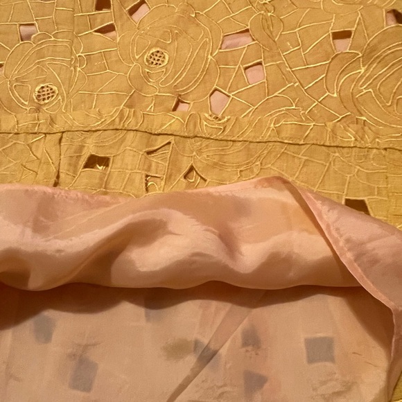 Lafayette 148 New York Yellow Linen Floral Skirt in Size 10 - Picture 2 of 7